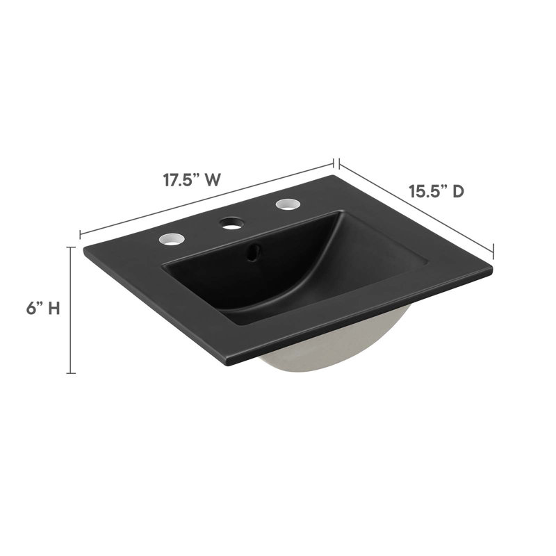 Modway Cayman 18" Bathroom Sink, Black