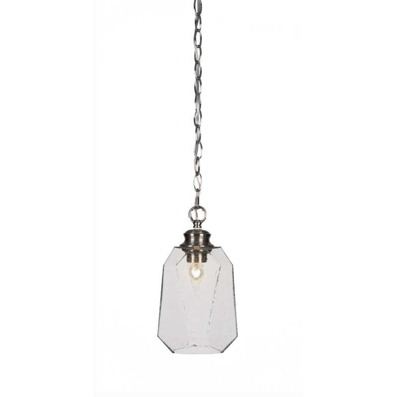 Rocklin Chain Hung Pendant With 6.25" Glass, Seeded, Brushed Nickel
