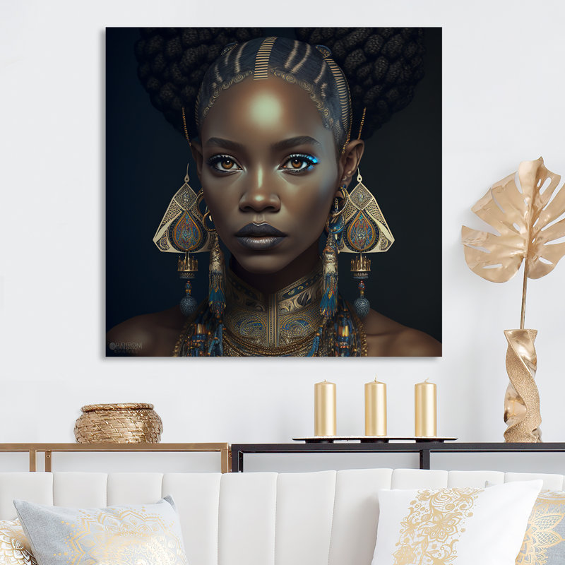 Clarisa Tribal African Woman IV - Art africain de grande femme, H 30 po x l 30 po x P 1 po, Toile tendue