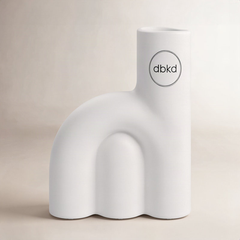 Vase de table en céramique Liviana, H 5,9 po x l 4,75 po x P 2 po, Blanc