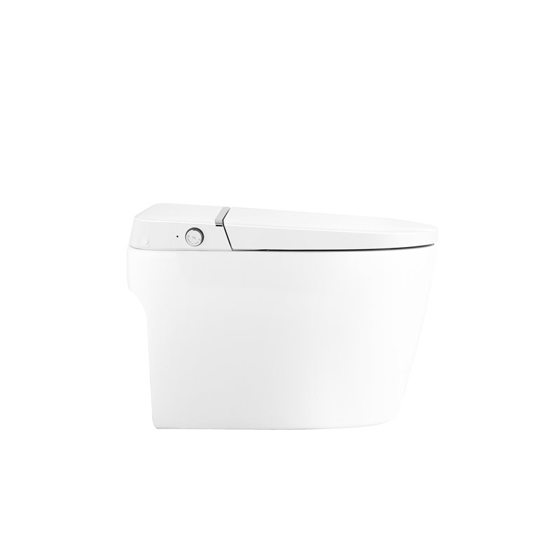 Toilette blanche intelligente avec buse autonettoyante, siège chauffant, nuit, chasse d'eau avec capteur de pied, fermeture en douceur, télécommande automatique,