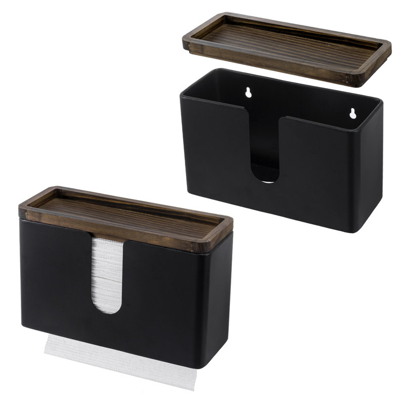 Metal and Solid Wood Wall Mounted Required Paper Towel Holder