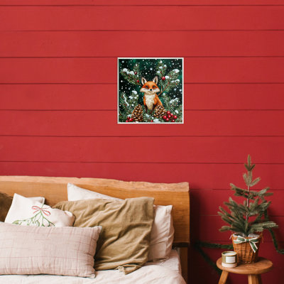Plaque murale Winter Winter Fox & Pinecones, design par Yen
