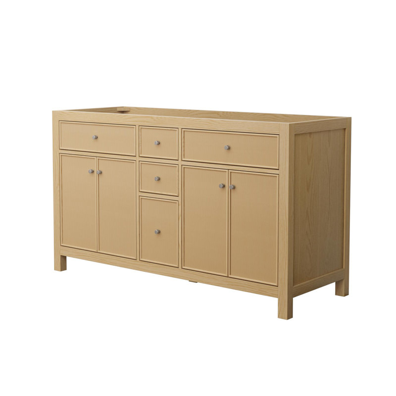 Pendry 59.25" Freestanding Double Bathroom Vanity Base Only, Brushed Nickel
