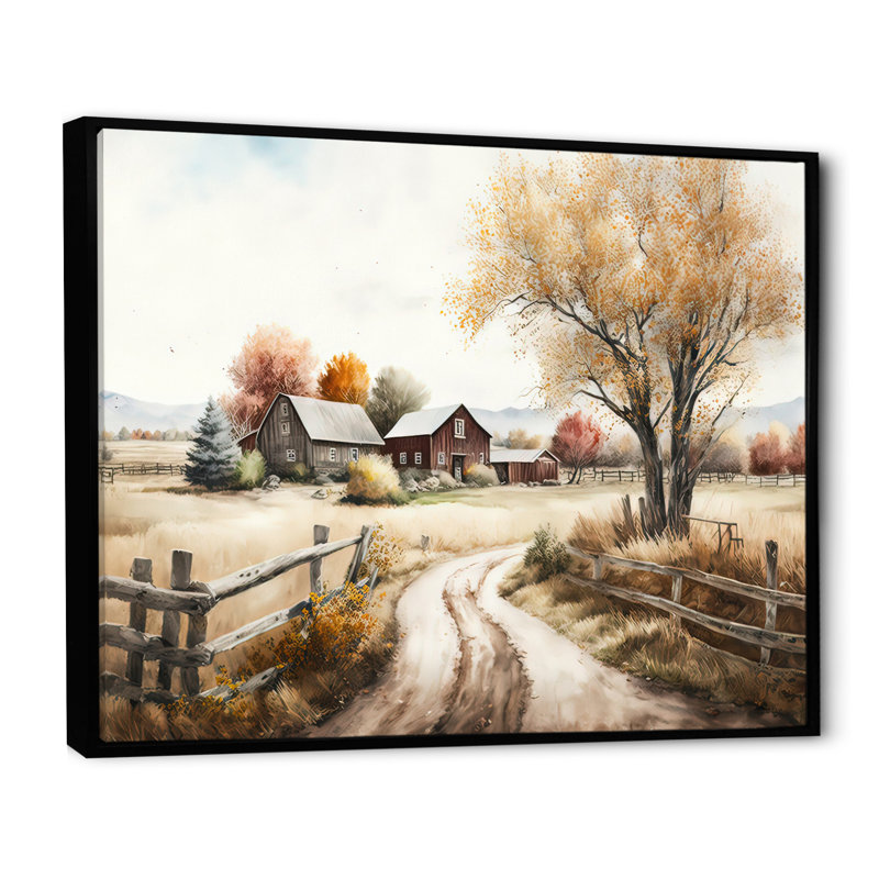 Art mural sur toile de ferme, reproduction de paysage de grange au printemps rustique - Belle grange au printemps VI