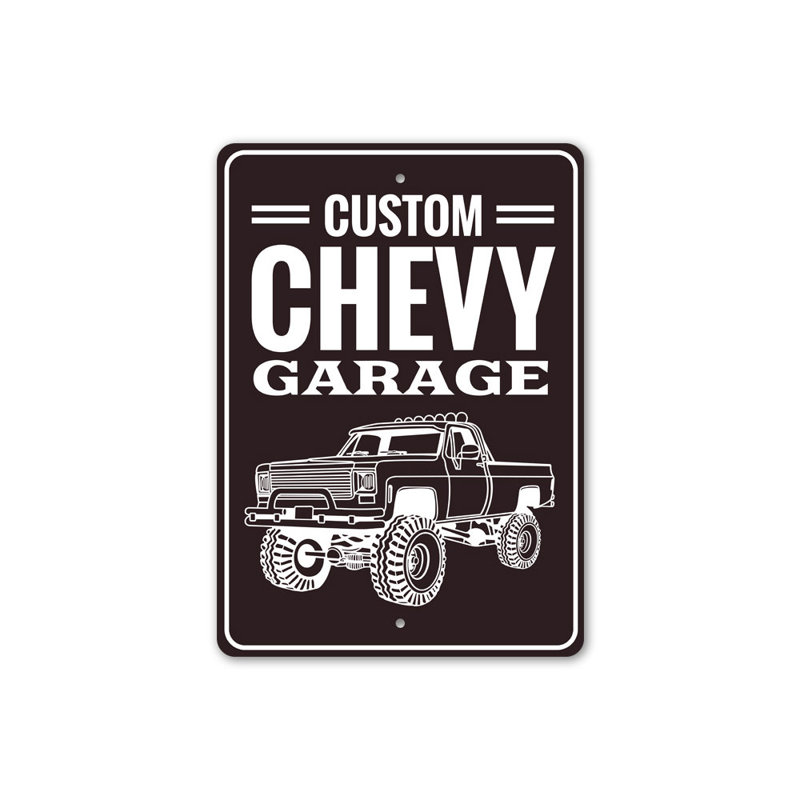 Enseigne personnalisée en aluminium pour garage Chevy, H 14 po x l 10 po x P 0,04 po