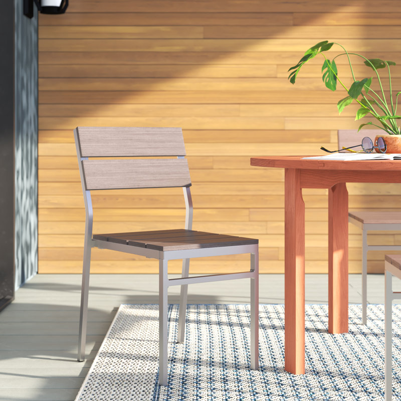 Seaside Gray Teak Armless Outdoor Dining Chair