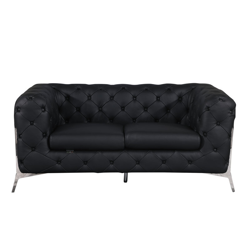 Causeuse 100% cuir italien, Noir
