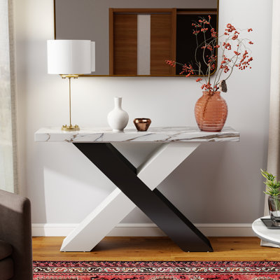 Narrow Sofa Table for Hallway, Living Room, Entrance, Foyer, White by Wrought Studio
