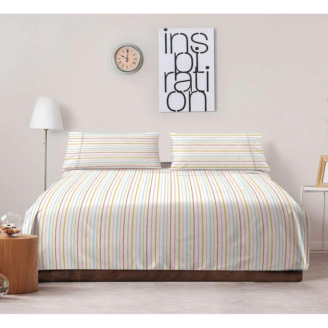 Printed Bedsheet Percale Striped Sheet Set FabStyles 