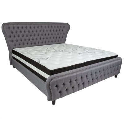 Lit plateforme tapissier avec matelas Tamia