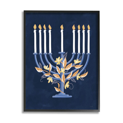 Menora traditionnelle de Hanoukka à motif floral at-174