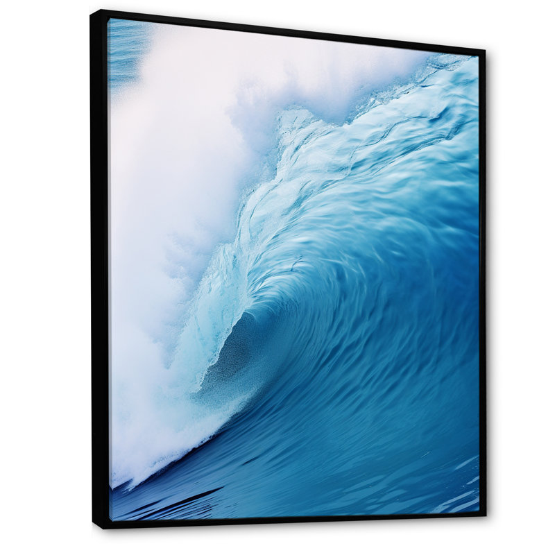 «Blue Wave Blue Wonder» sur toile, Cadre flottant noir, H 20 po x l 12 po x P 1 po