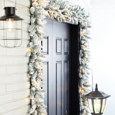 Hilaree 9ft Flocked Christmas Garland with LED Lights