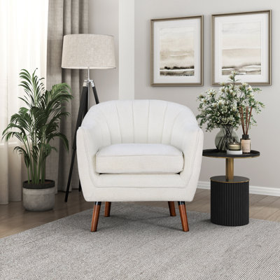 Fauteuil d'appoint de style Mid-Century moderne de 30 po avec revêtement en tissu texturé Jakyan, Jakyan