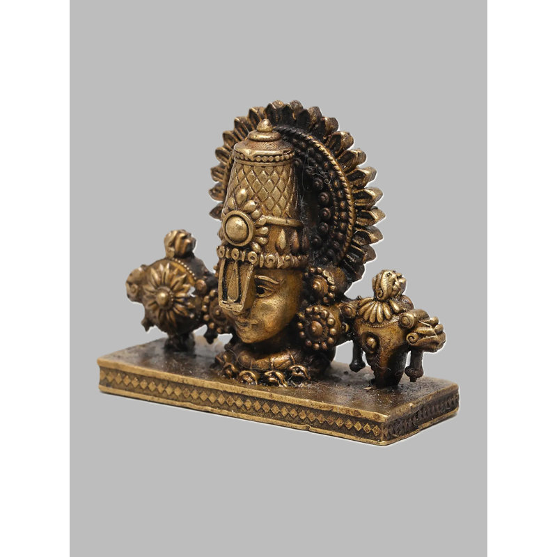 Petit buste de Tirupati Balaji de 2 pouces avec symboles Vaishnava, idéal pour les pujas