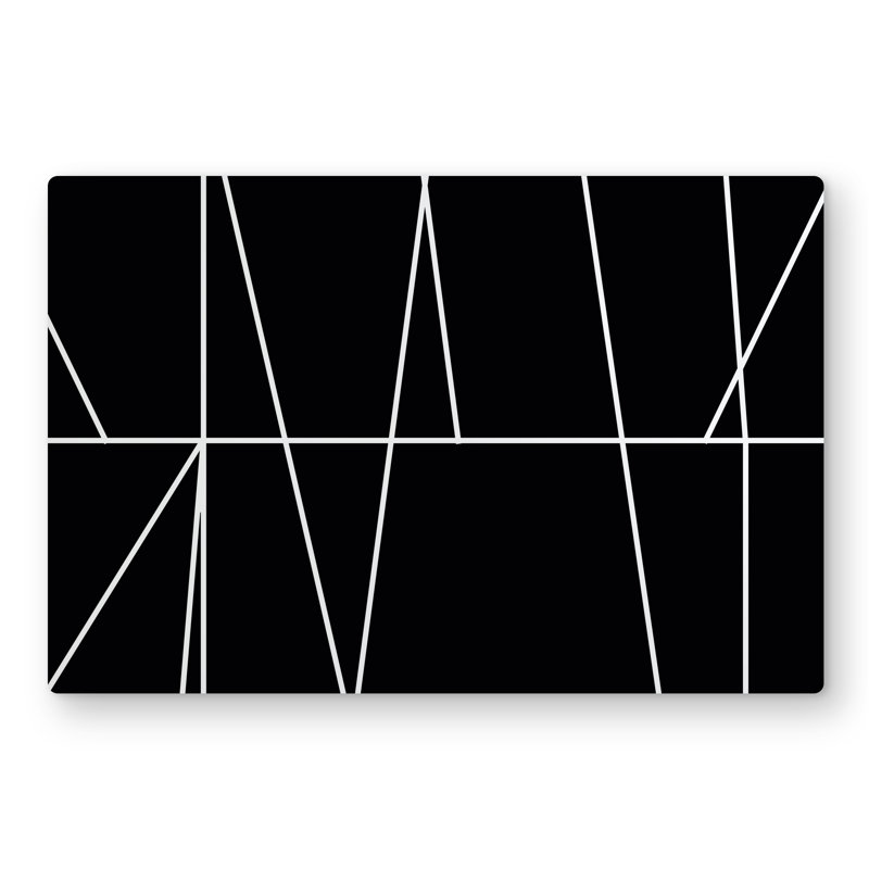 White Stripes on Black Background - Black Abstract Metal Print