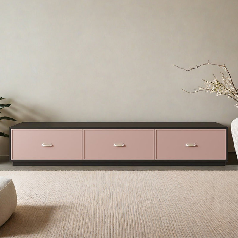 Retro Style Wood TV Stand with Closed Bottom, Black;Pink, 15.75"H x 86.61"L x 15.75"W
