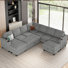 Grand canapé-lit en forme de U en chenille avec canapé modulaire avec siège et rangement