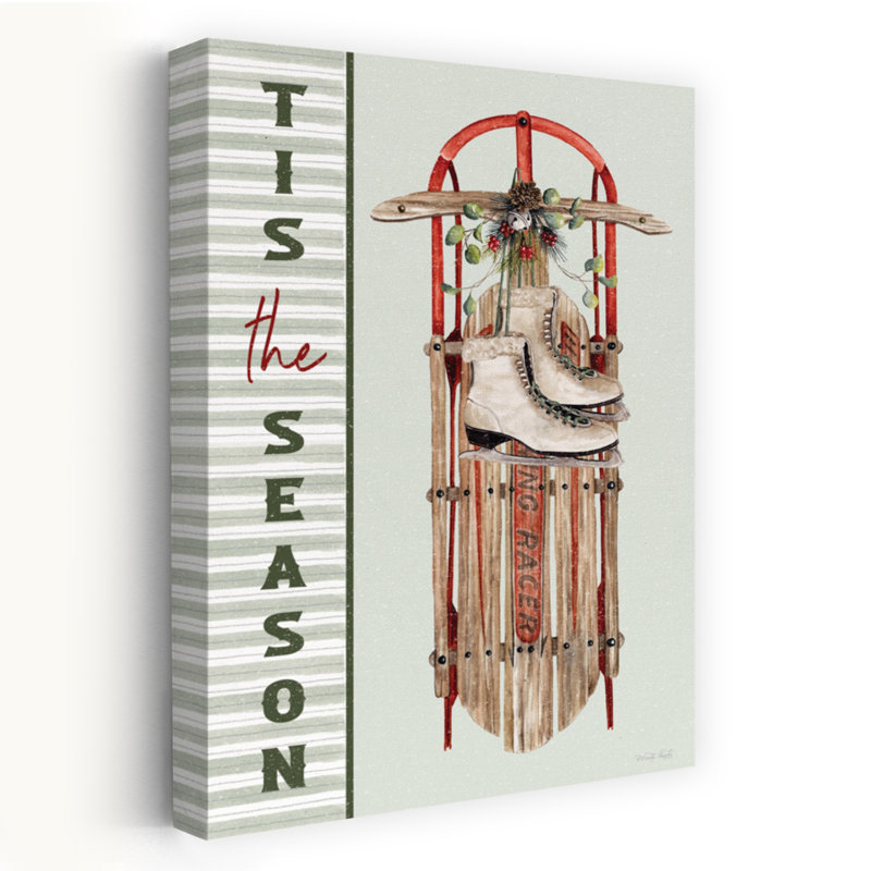 Tis The Season Sled by Cindy Jacobs - Wrapped Canvas Print, 91.44cm H x 60.96cm W