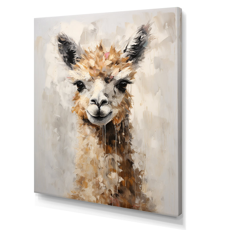 Minimalisme Alpaca Grunge - reproduction d'art sur toile Alpaca, H 32 po x l 24 po x P 1 po, Toile tendue