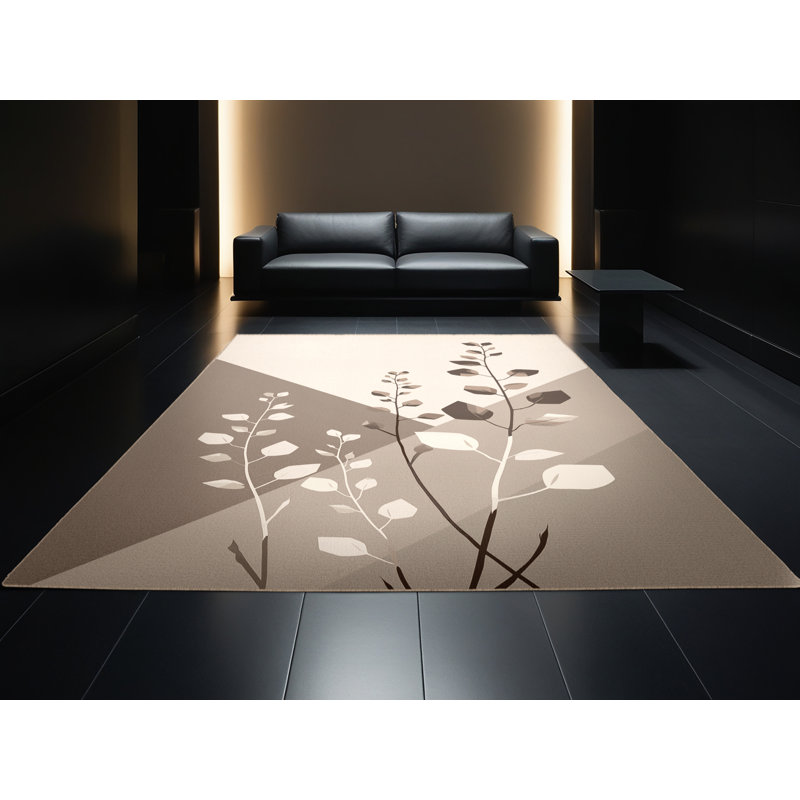 Tapis géométrique beige lavable à la machine à motif thym minimaliste de Pâques, 2 pi x 3 pi