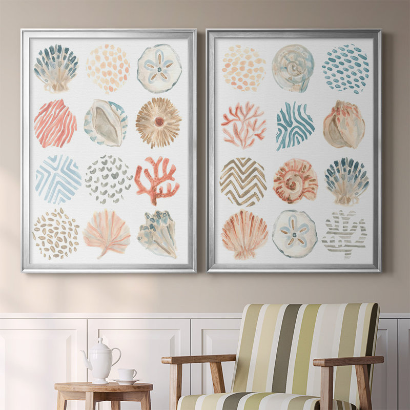 «Ocean Patterns I», ensemble de 2 reproductions d'art sur toile encadrées, Argent, H 30,5 po x l 45 po x P 1,25 po