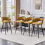 Ensemble de 2 tabourets de bar en chenille jaune avec pieds en fer noir, tabourets de comptoir modernes pour bar à domicile-2075058188