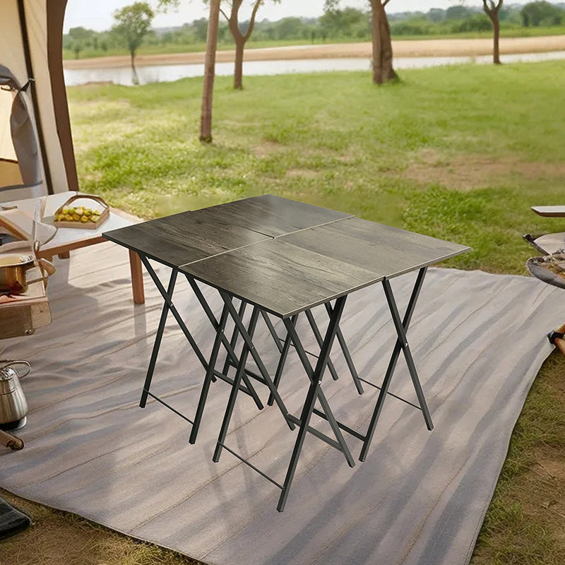 Ensemble de table-plateau pliable 5 pièces, table d'appoint pliable, table de bout, table de collation, économie d'espace, gris