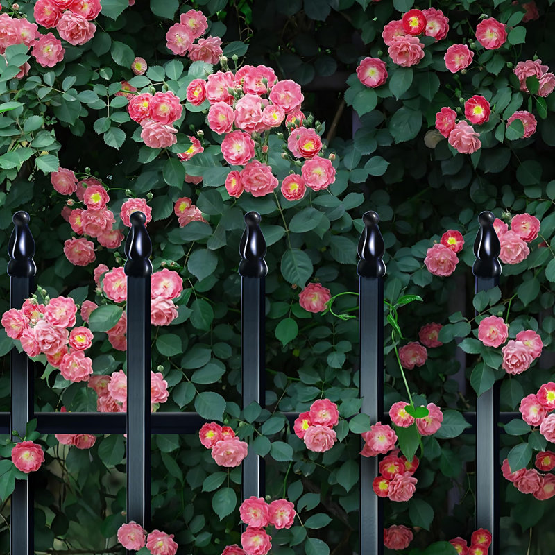 Decorative Powder-Coated Metal Garden Fence Panels, No-Dig Rustproof Border Fencing for Flower Beds, Lawns, Patios, and Pet Areas