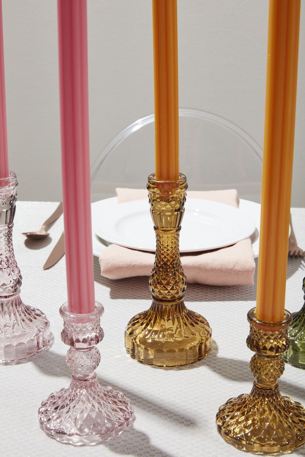 Eliana Glass Candlestick Holder, Amber