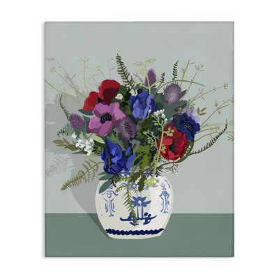 Art mural sur toile Ginger Jar & Anemones par Betty Boynes
