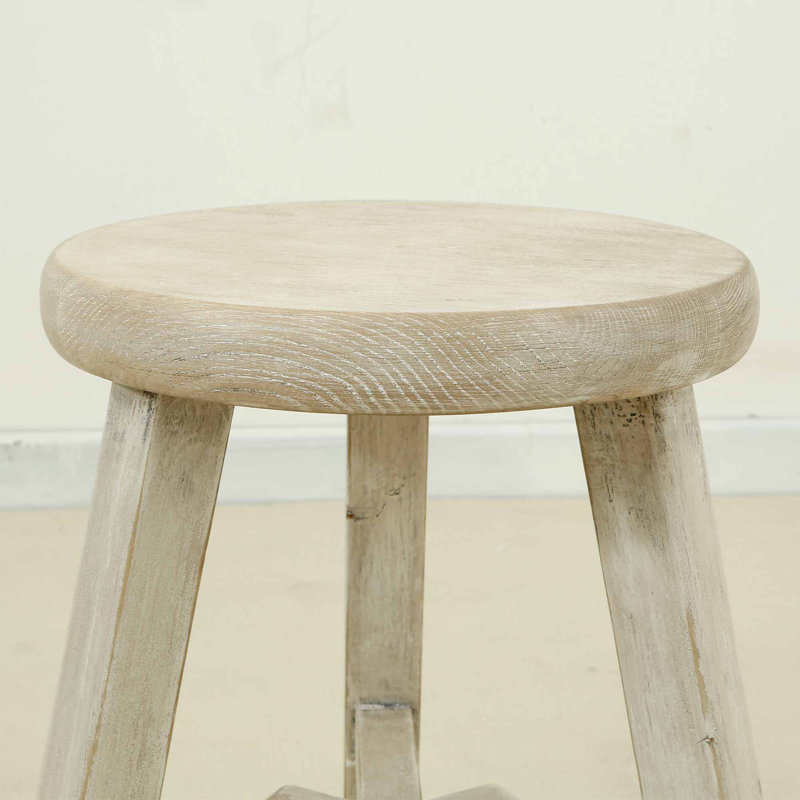 Table de bout en bois massif 3 pieds Hargreaves, Blanc délavé