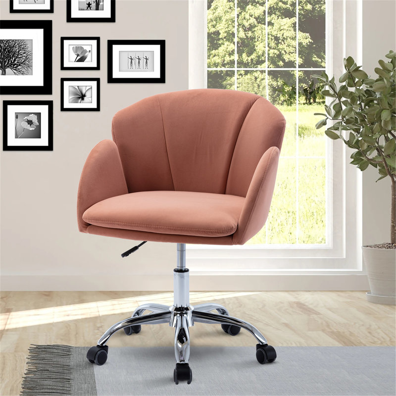 Cescily Velvet Task Chair, Passion Pink
