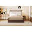 Grand lit plateforme en bois avec lit gigogne et 2 tiroirs, espresso
