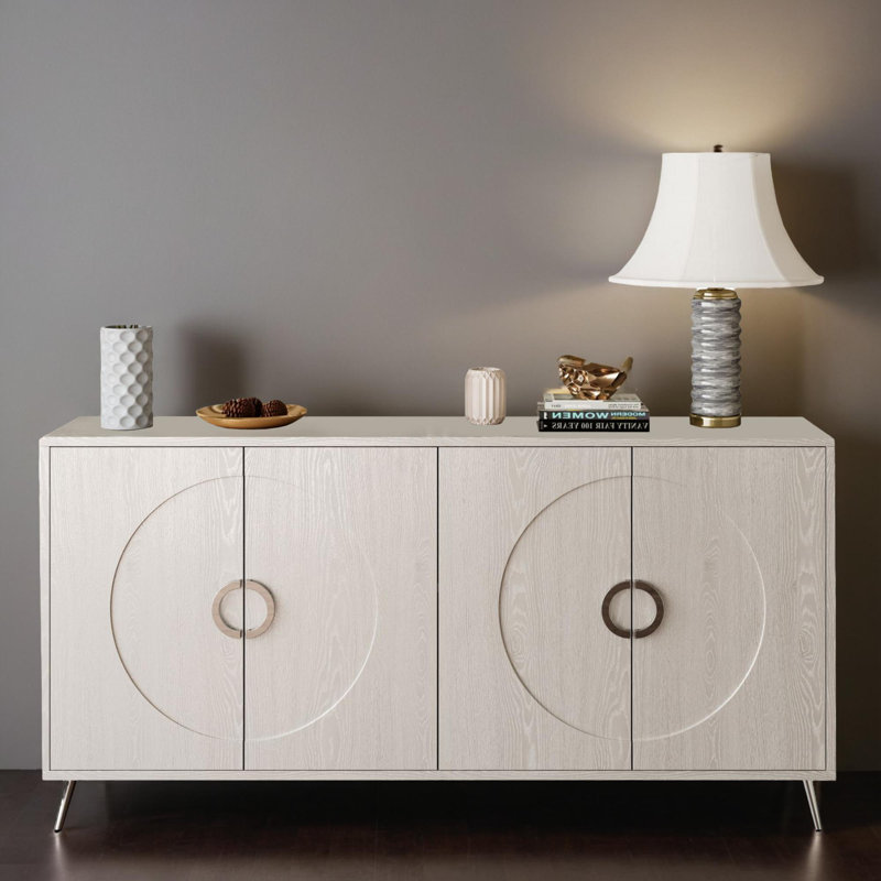 60" Console Table Entryway Sideboard for Hallway Living Room, Champagne/Silver