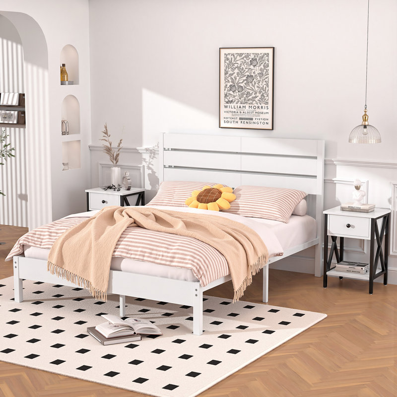 Alicia Steel Piece Bedroom Set, White, Full / Double