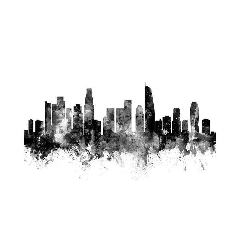Los Angeles, California in Black and White II by Michael Tompsett - 1 Piece Wrapped Canvas Wall Art