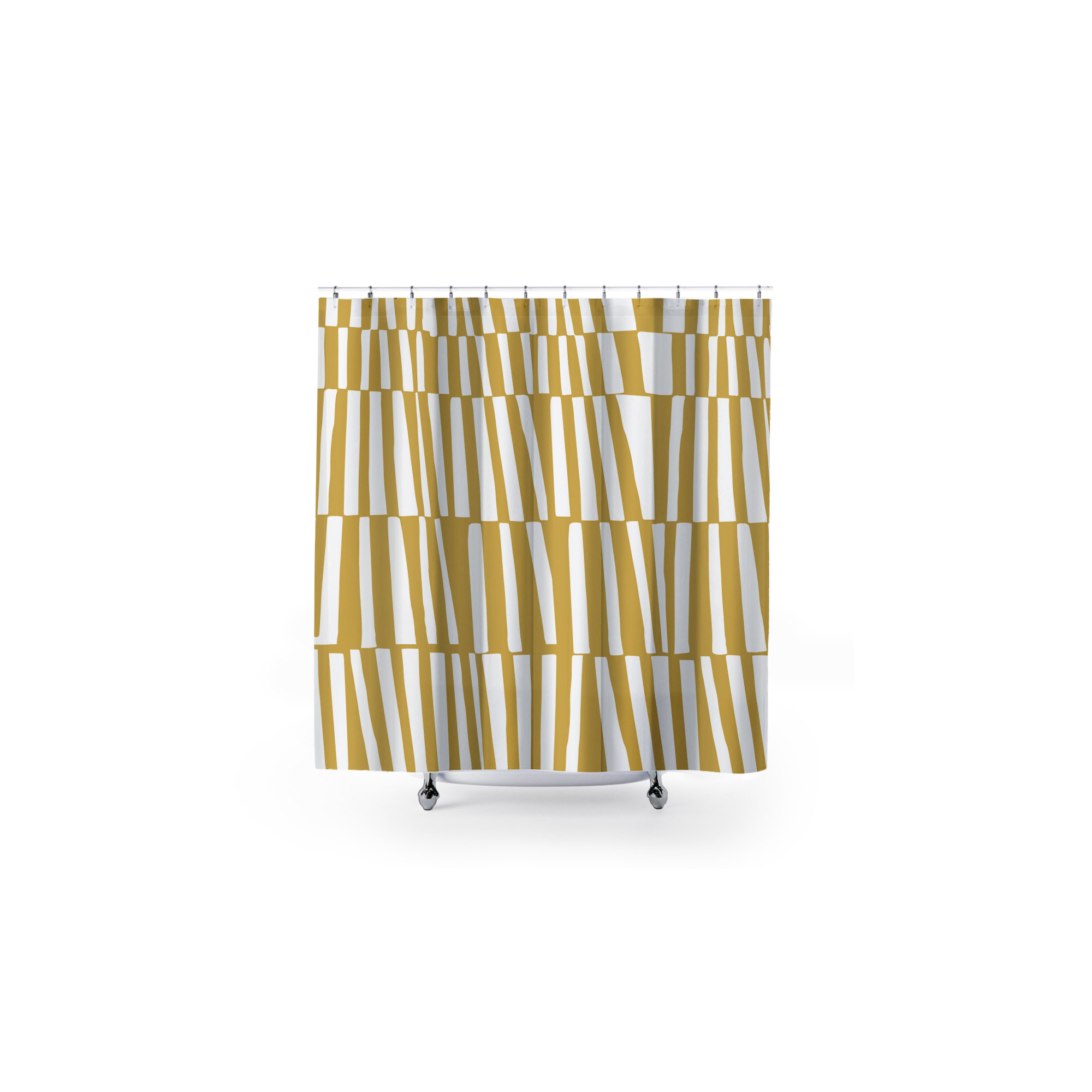 Thora Abstract Mid-Century Shower Curtain, Yellow