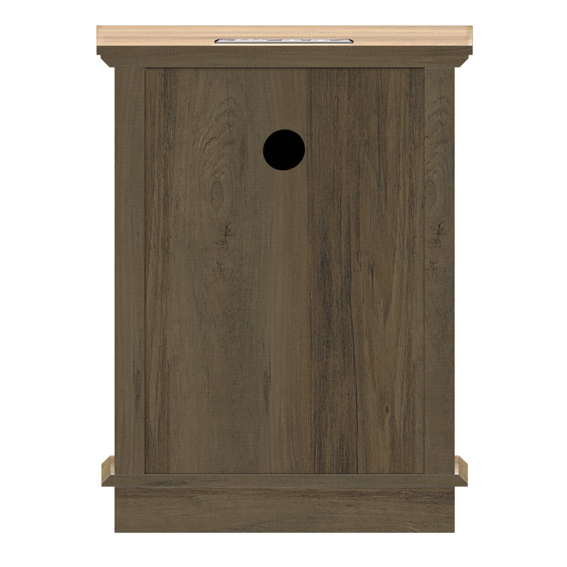 Brittnei 1-Drawer Manufactured Wood Nightstands with Storage and Built-in Outlets, Light Brown, 2