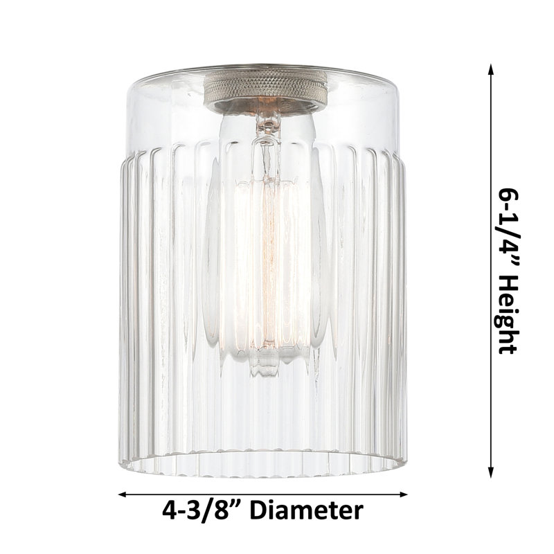 Elloise Glass Semi Flush Mount, Matte Black, Clear, 9.13" H x 4.5" W x 4.5" D