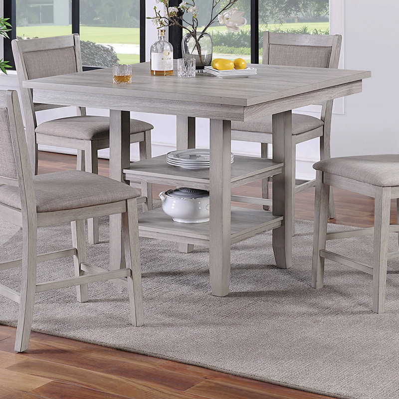 Ensemble 5 pièces de table carrée avec tablettes et chaises à coussins de style moderne