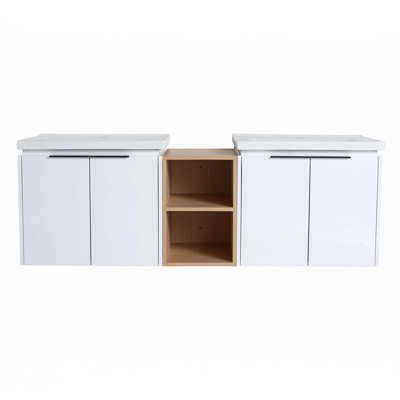 60"Soft Close Doors Bathroom Vanity With Sink And Shelves
