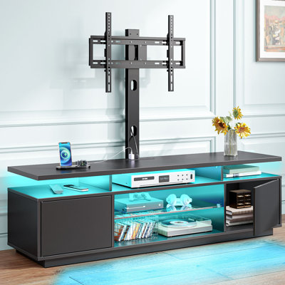 Kappenne Adjustable TV Stand for TVs up to 70"" with 2 Storage Cabinets and RGB LED Lights -  Wrought Studioâ¢, 3FCAF31D3BF348AE92E1D98CF17889B3