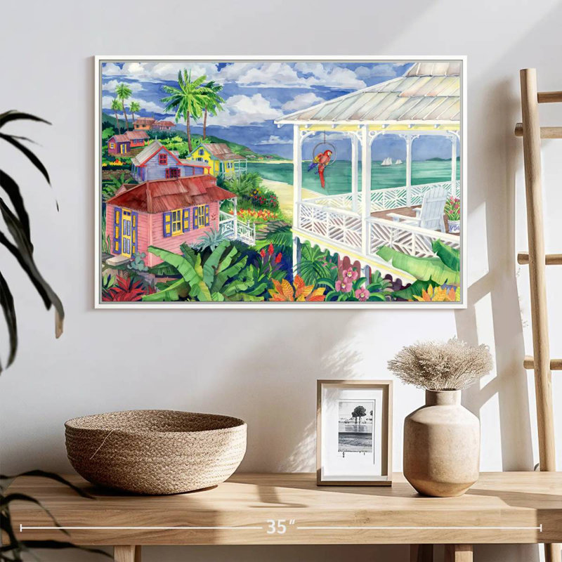 Baie Caribe, Cadre flottant blanc, 25 po x 17 po