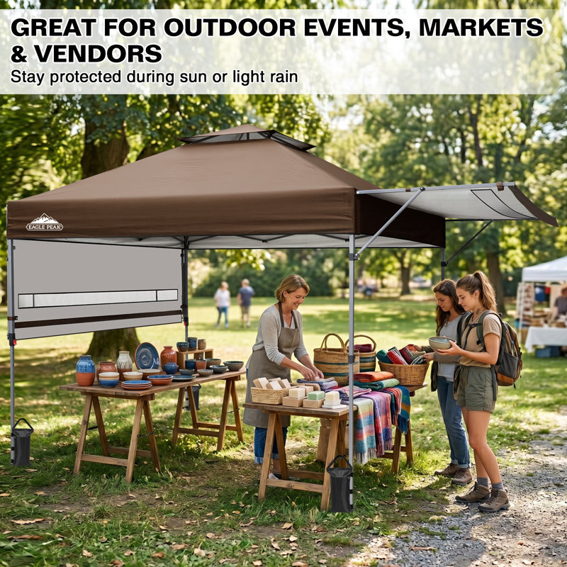 Pop Up Canopies 17 Ft. W x 10 Ft. D Metal Patio Gazebo, Brown