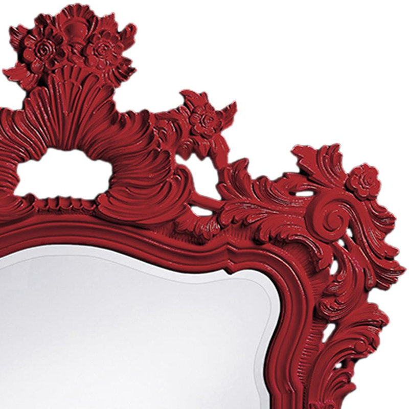 Cilegon Ornate Framed Wall and Vanity Mirror, Burgundy