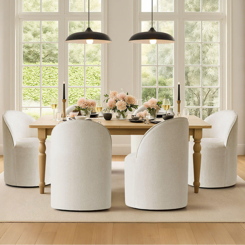 Chaise roulante rembourrée en chenille avec roulettes cachées, 1, Beige