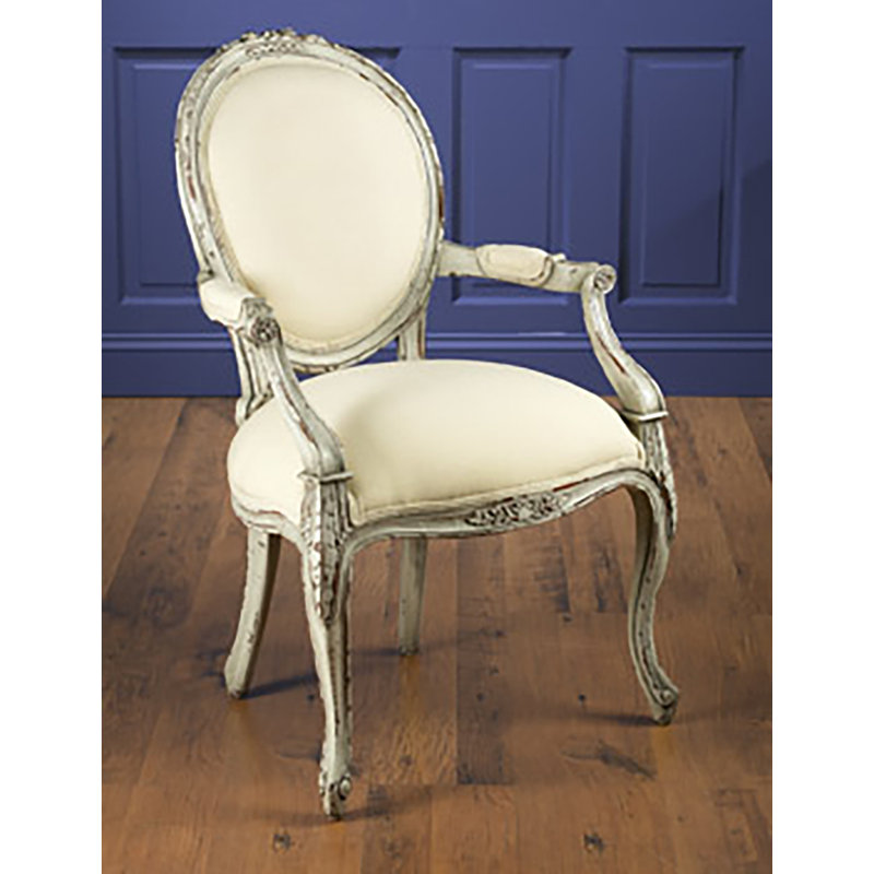 Chaise rembourrée en bois, Blanc vieilli