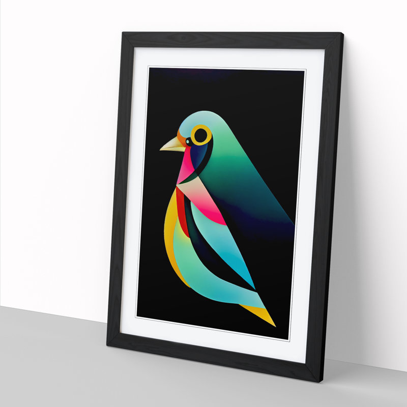 Bird Abstract - Single Picture Frame Print, 34cm H x 25cm W, Walnut Framed